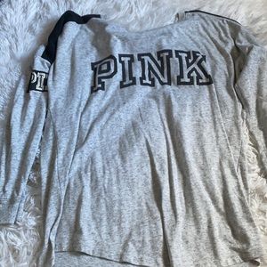 PINK long sleeve gray shirt